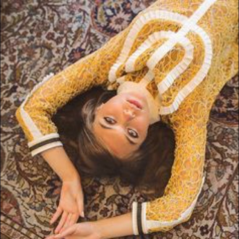 Sister Jane yellow poppy laced shirt
